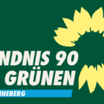 Logo von BÜNDNIS/DIE GRÜNEN Kreisverband Pinneberg mit Sonnenblume und grünem Hintergrund
