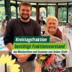 Foto von Jan Mackenthun und Susanne von Soden-Stahl und den Schriftzug: "Kreistagsfraktion bestätigt Fraktionsvorstand Jan Mackenthun und Susanne von Soden-Stahl"